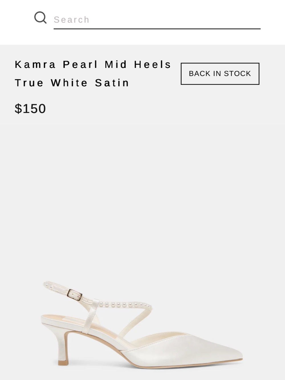 Dolce Vita Kamra Pearl Mid Heels in True White Satin